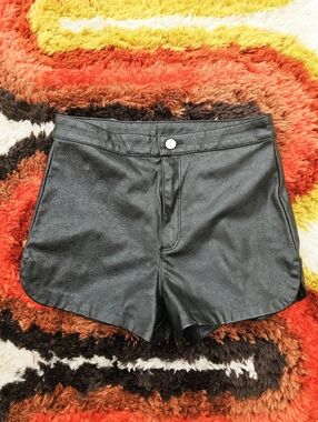 H&M Black Faux Leather High Waist Shorts